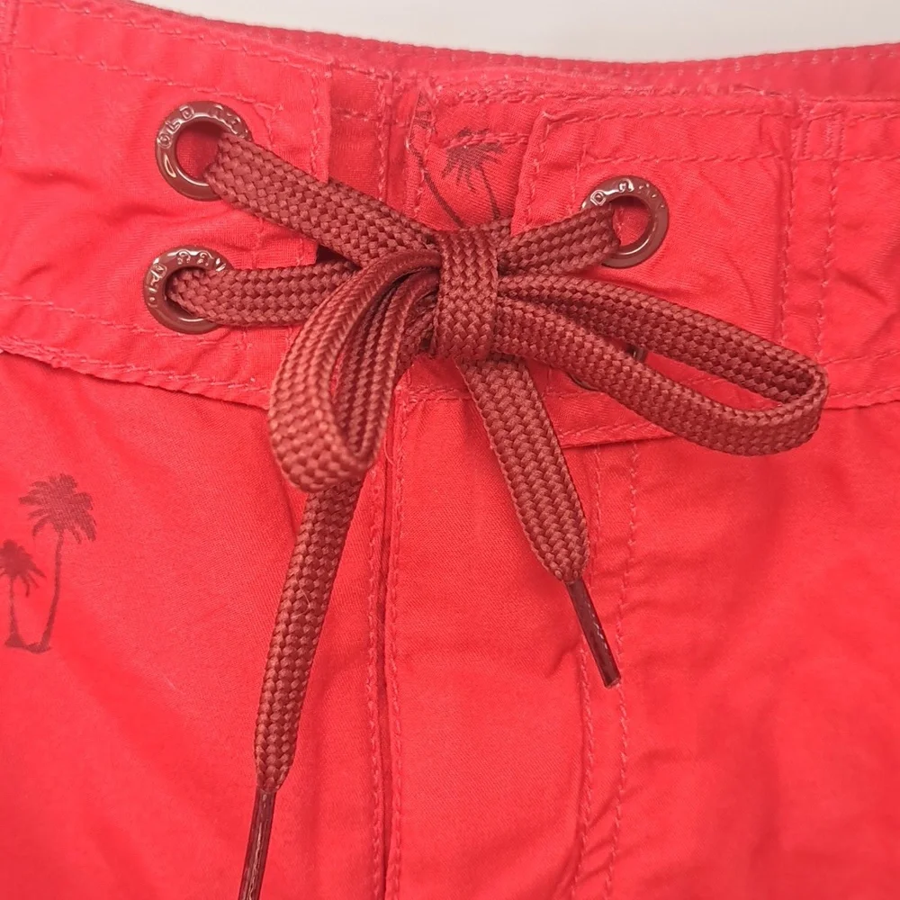 Old Navy Mens Red Palm Tree Print Board Shorts Swim‎ Trunks Medium NWT